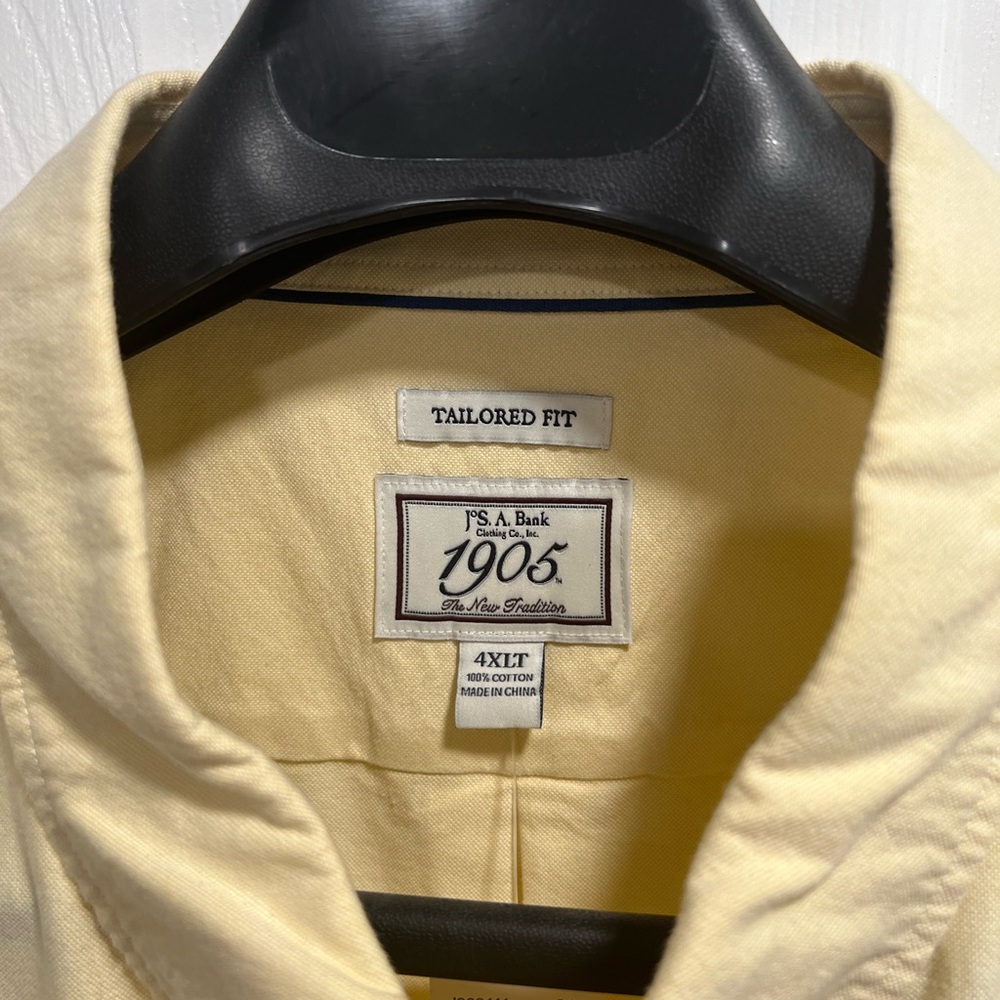 Jos. A. Bank Light Yellow Cotton Button Down Long Sleeve Shirt NWT 4XL Tall - Picture 2 of 3